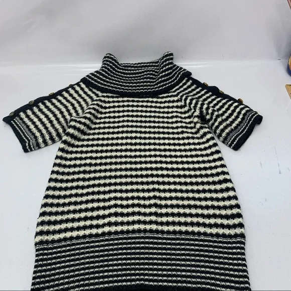 Design History Cowl Neck Sweater Woman Size  Large Black Stripe Wool Blend P/195 - Picture 6 of 10